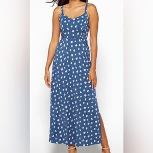 41 Hawthorn Blue and White Polka Dot Maxi Dress